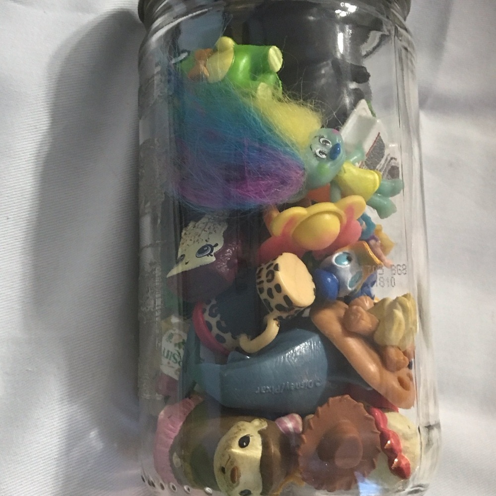 Colorful Toy Collection in Jar